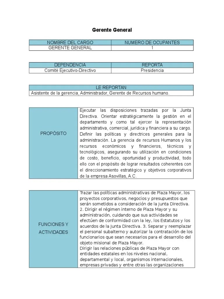 descripción de cargo