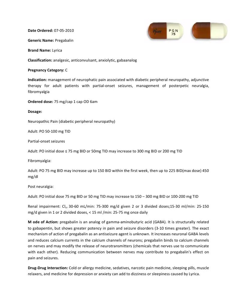lyrica drug study Nervous System Clinical Medicine