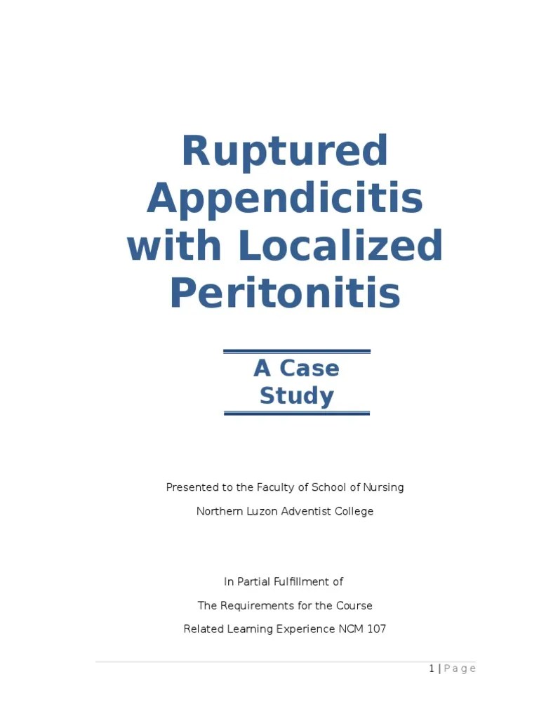 Appendicitis (Case Study) Diseases And Disorders Medicine