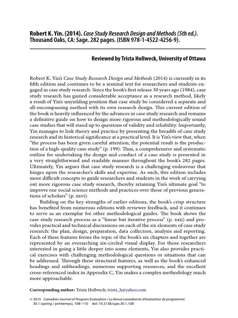 Case Study Research Design And Methods 5th Ed