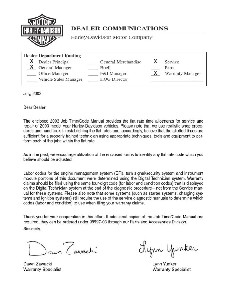 HD Job Time Codes Manual 2003 Harley Davidson Transmission (Mechanics)