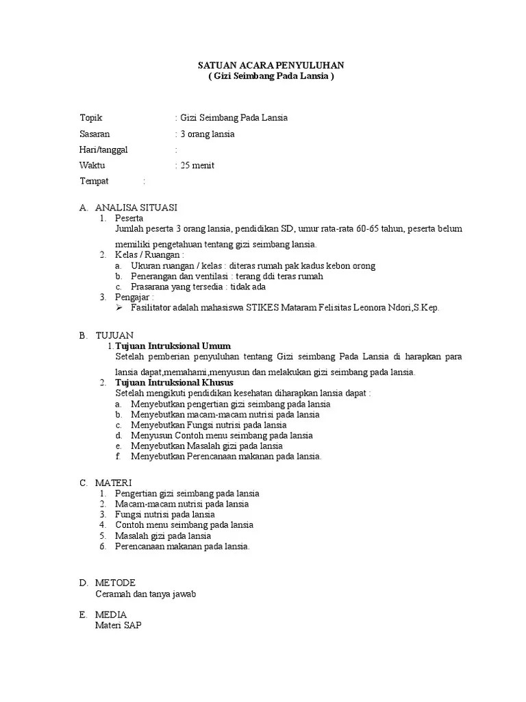 Sap Gizi Lansia (Kom) | PDF