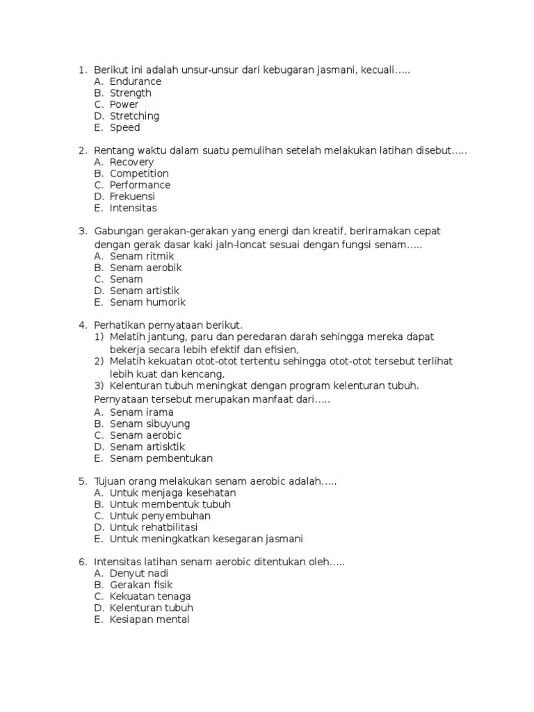 Berikut Ini Adalah Unsur Unsur Dari Kebugaran Jasmani Kecuali