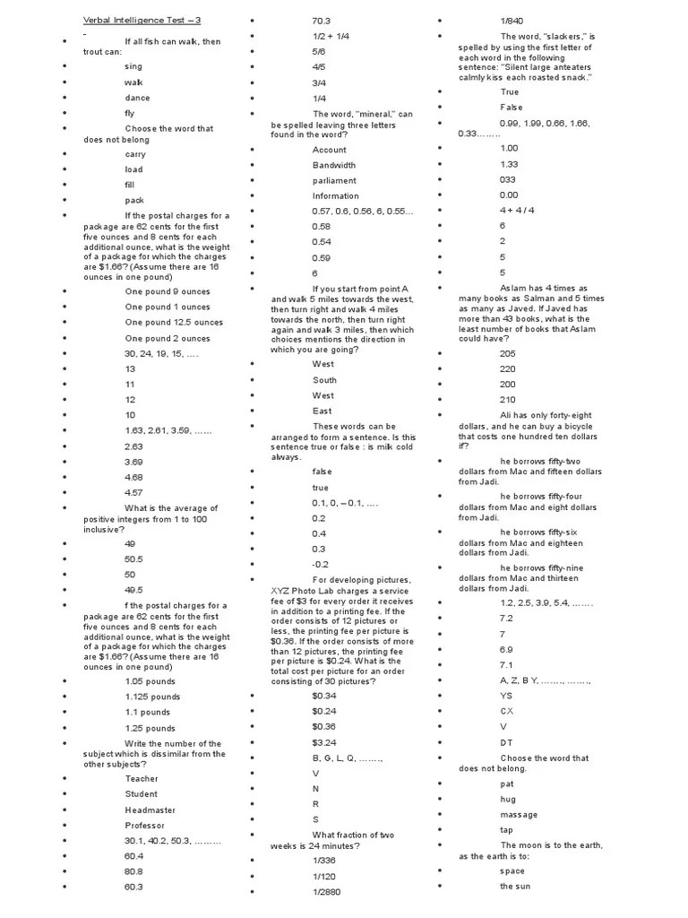 Verbal Intelligence Test Self Pound (Mass) Mathematics