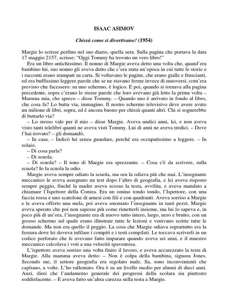ASIMOV, Chissa Come Si Divertivano