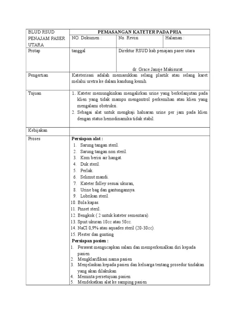 Spo Pemasangan Kateter Pada Pria
