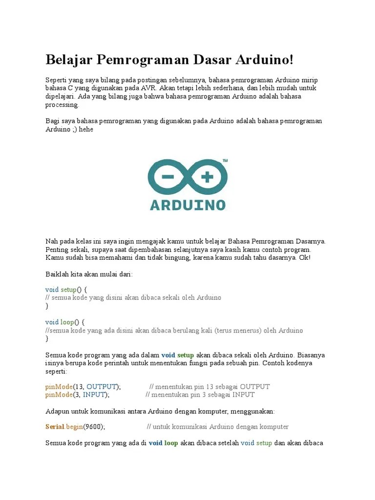 Belajar Pemrograman Dasar Arduino BAHASA C