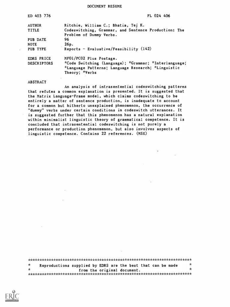 Dummy Verbs Morphology (Linguistics) Lexicon