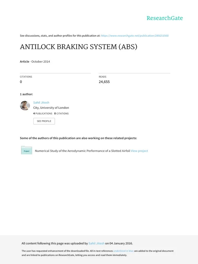 Antilock Braking System | PDF | Anti Lock Braking System | Brake