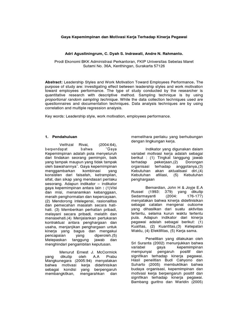 185133021JurnalGayaKepemimpinanDanMotivasiKerjaTerhadapKinerja