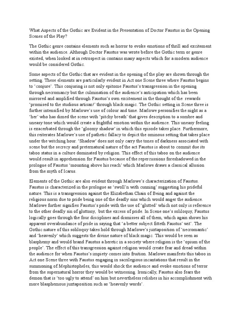 DR Faustus Essay 1 Download Free PDF Gothic Fiction Christopher Marlowe