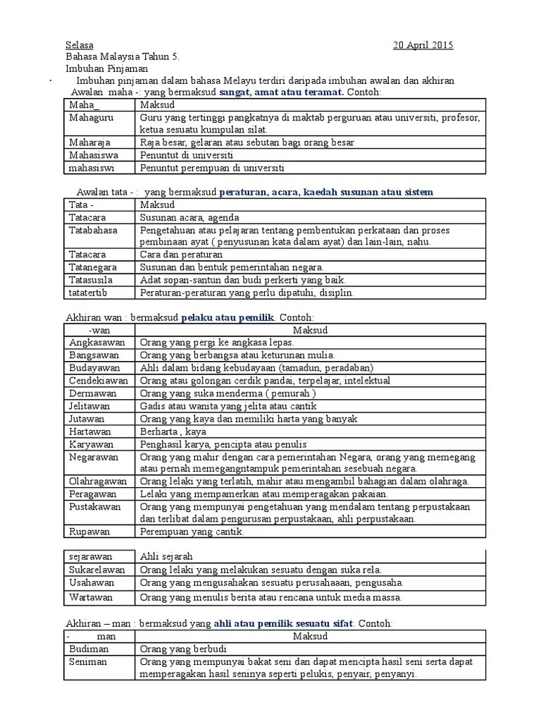 Kata Imbuhan Pinjaman