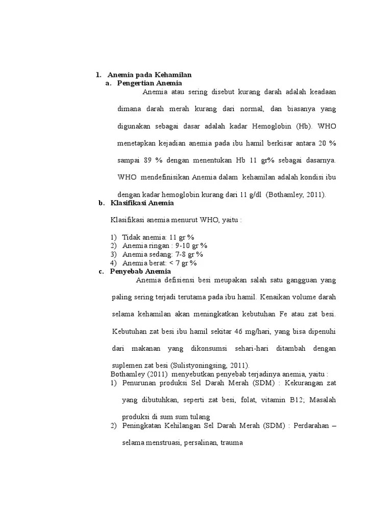 Laporan Pendahuluan Anemia Pada Ibu Hamil Pdf Info Seputar Kehamilan