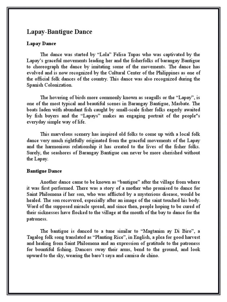 Lapay Bantigue PDF Dances Performing Arts