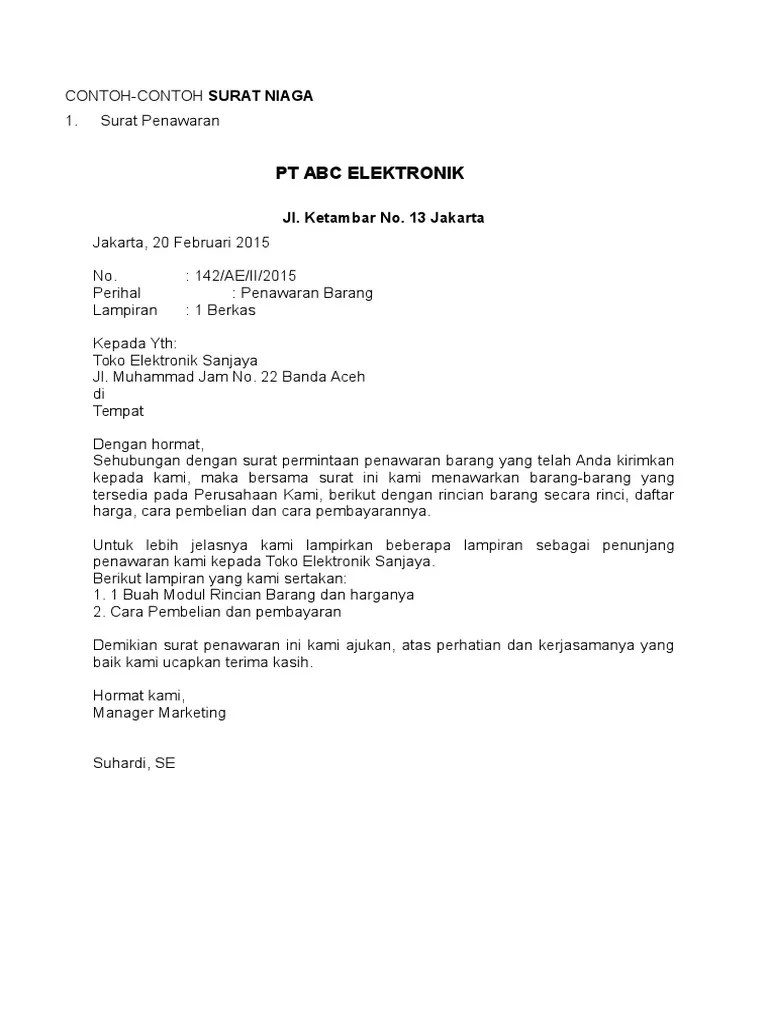 CONTOH Surat Niaga AP | PDF