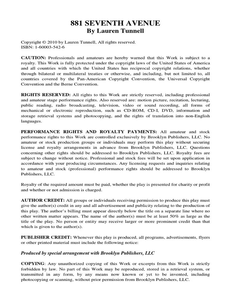881 Seventh Avenue PDF Royalty Payment Copyright