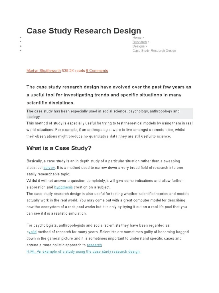 Case Study Research Design PDF Case Study Social Science