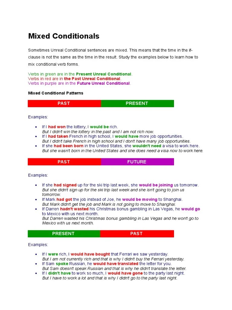 Mixed Conditionals | PDF | Syntax | Grammar