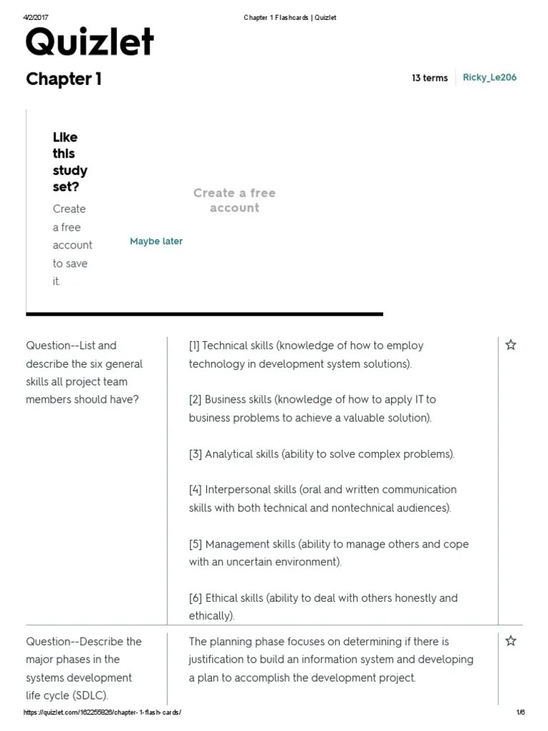 Chapter 1 Flashcards Quizlet PDF Feasibility Study CostBenefit