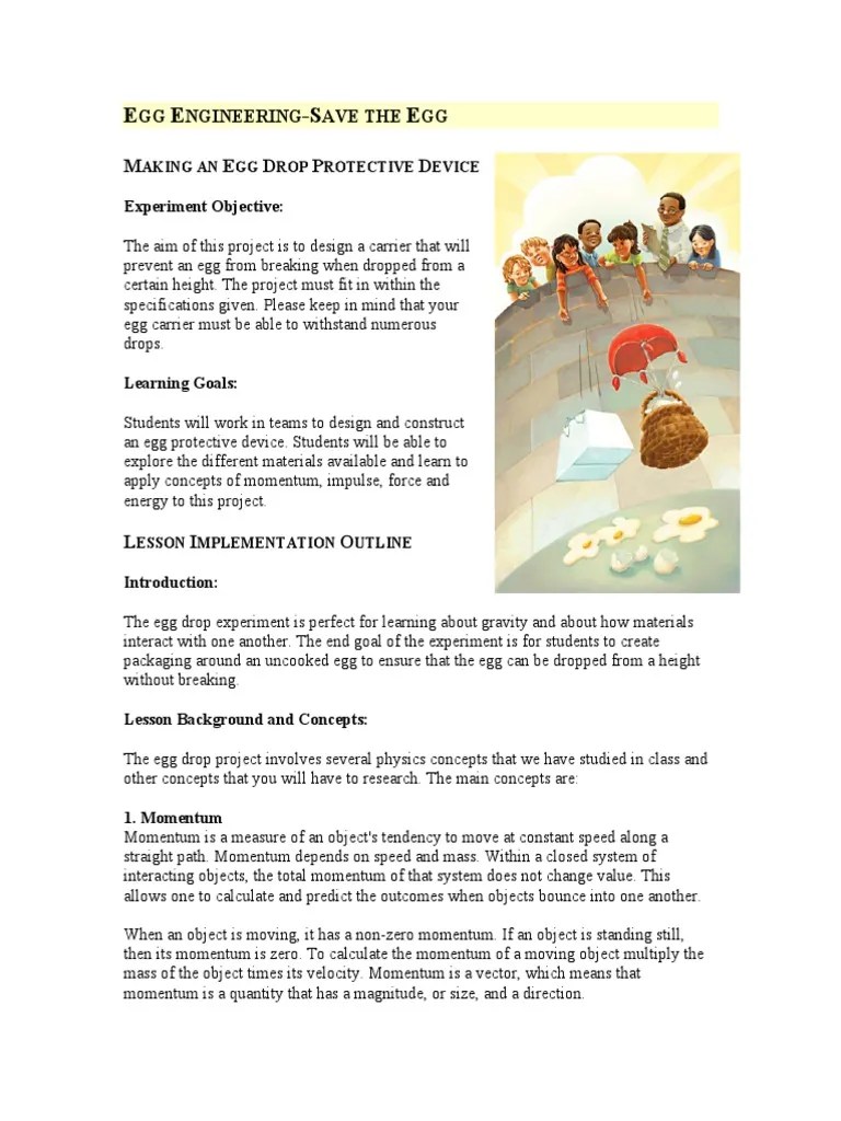 Egg Drop Lab Momentum Force