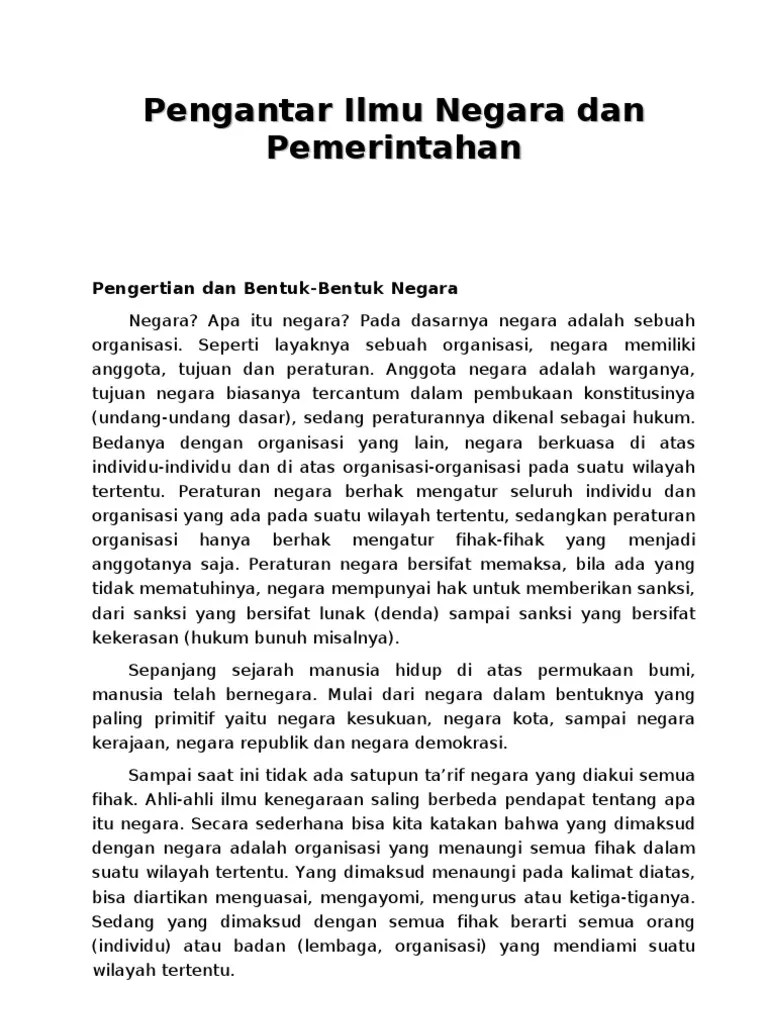 Pengantar Ilmu Negara Dan Pemerintahan