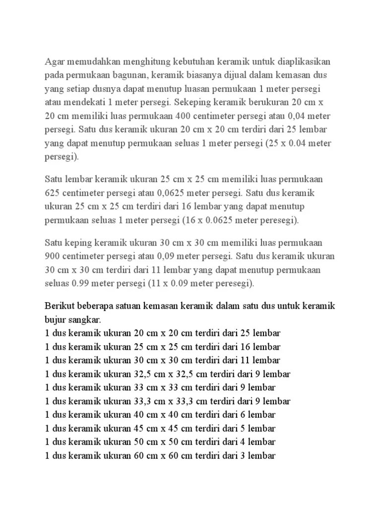 Isi Keramik Per Dus | PDF