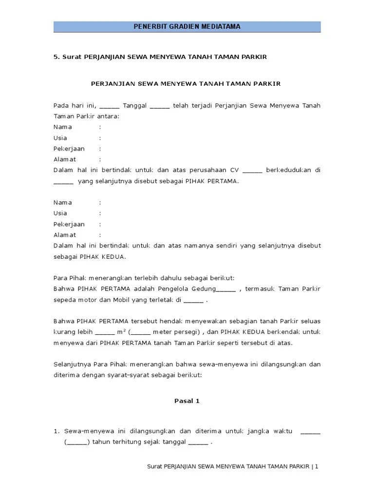 Doc Perjanjian Sewa Menyewa Tanah Hasan Rizky Academia Edu contoh surat perjanjian sewa menyewa tanah
