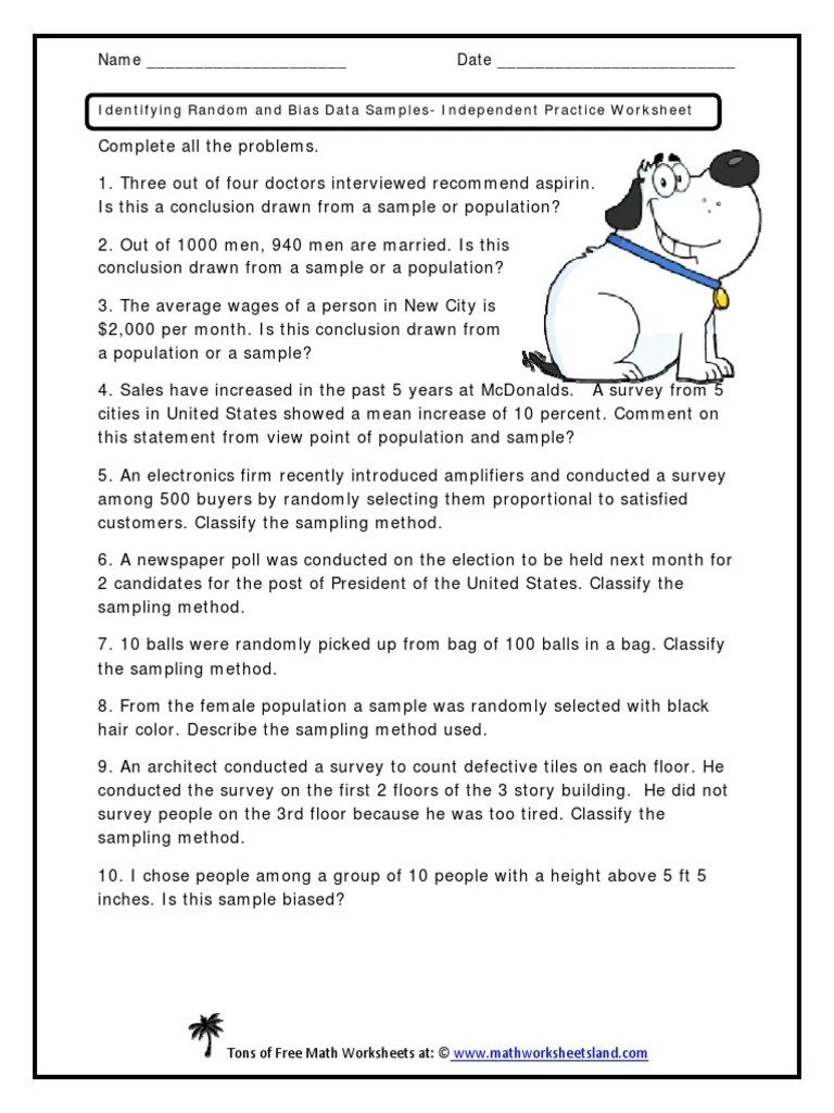 bias worksheet for 7th grade lesson survey bias worksheet for