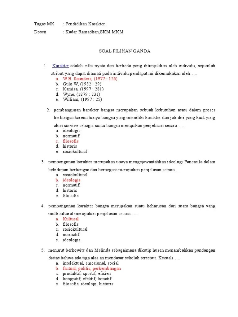 Soal Pilihan Ganda Tentang Karakteristik Peserta Didik