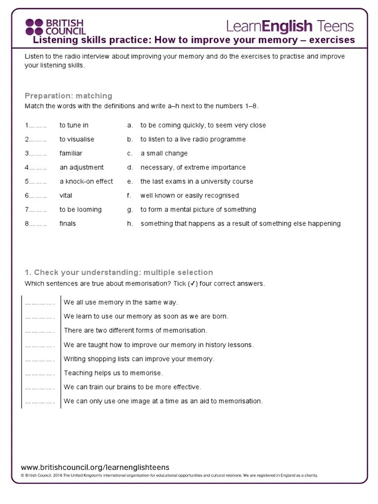 How to Improve Your Memory Exercises