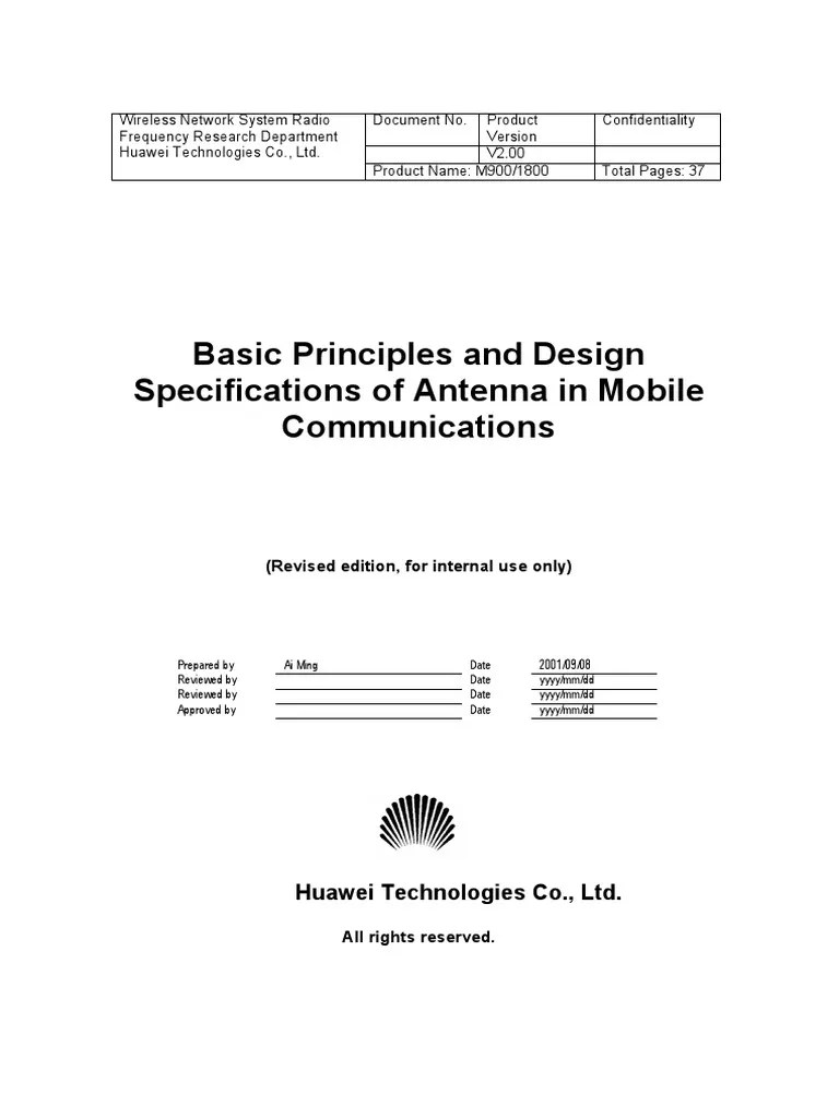 Basic Principles and Design Specifications of the Antenna in Mobile