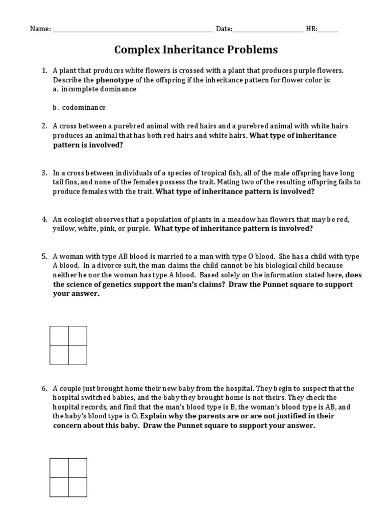 Complex Inheritance Problems | PDF | Dominance (Genetics) | Zygosity
