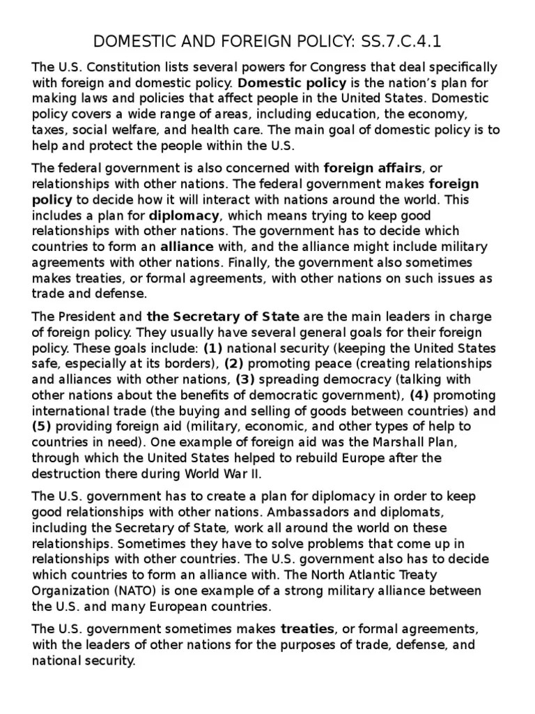 domestic foreign policy article 4 1 Foreign Policy Of The United States Diplomacy