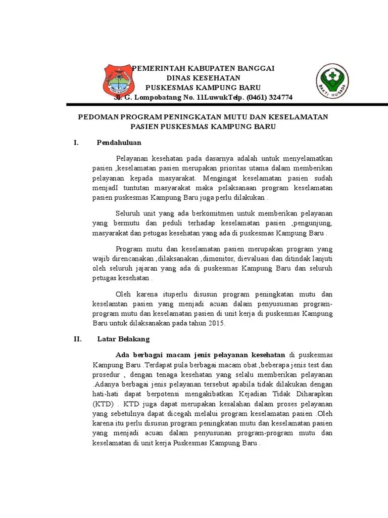 9.1.3.1, 2, 3 Pedoman Program Peningkatan Mutu Dan Keselamatan Pasien