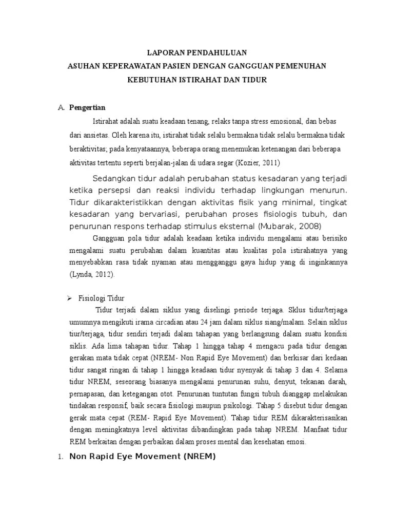 Laporan Pendahuluan Asuhan Keperawatan Pasien Dengan Gangguan Pemenuhan