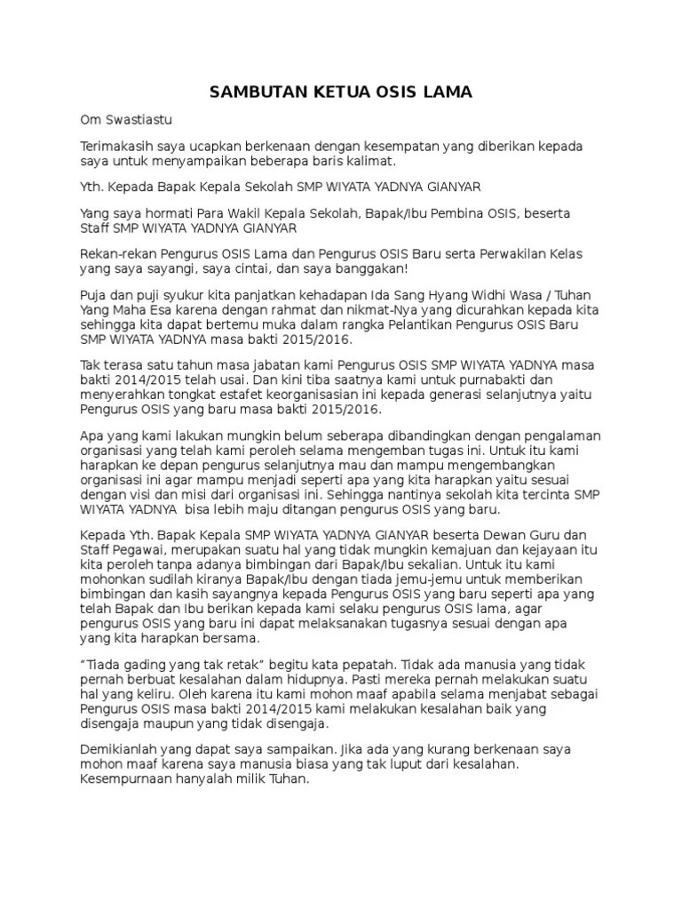 Pidato Ketua Osis Lama – Pigura