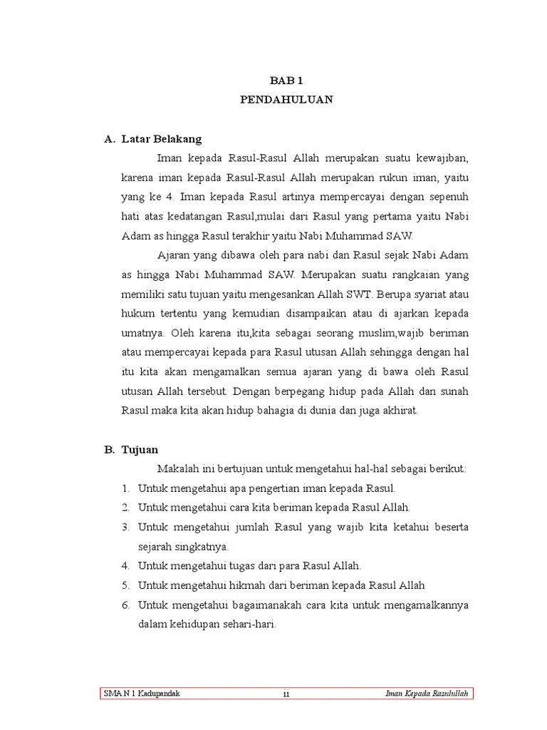 Makalah Agama Iman Kepada Rasulullah | PDF