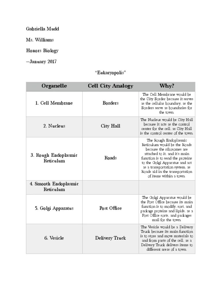 Cell City Analogy Worksheet Answers - Onlineworksheet.my.id