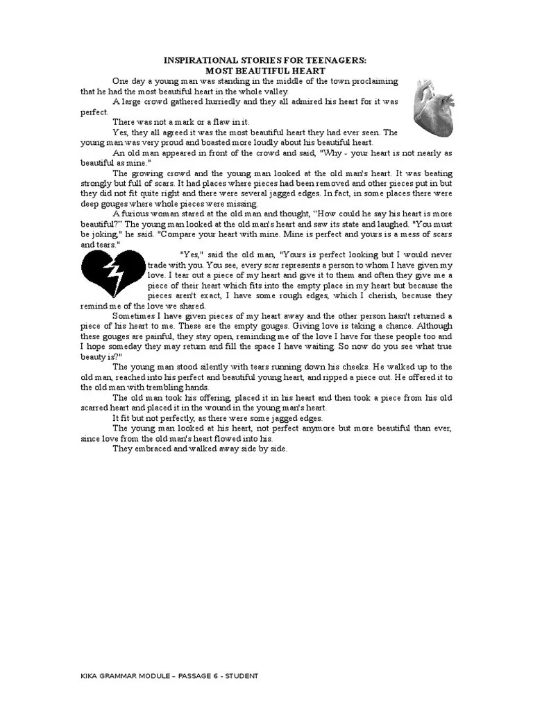 Passage 6 Most Beautiful Heart Student PDF Adverb Adjective