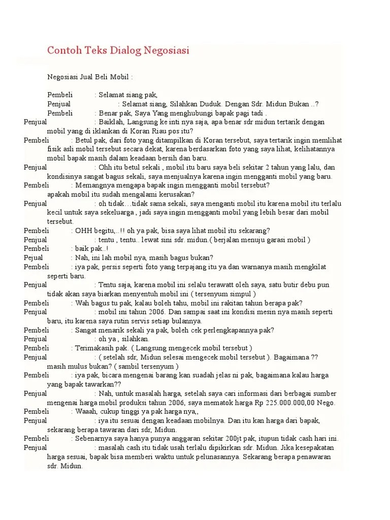 Contoh Teks Dialog Negosiasi | PDF