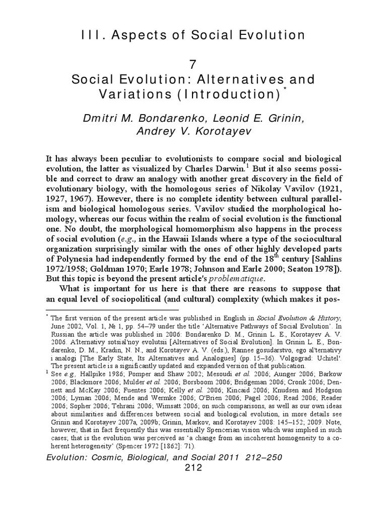 Social Evolution Alternatives and Variat PDF PDF Tribe