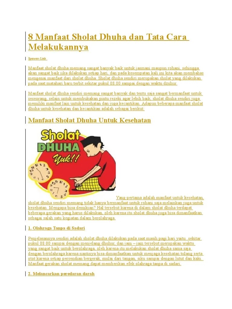 8 Manfaat Sholat Dhuha Dan Tata Cara Melakukannya | PDF