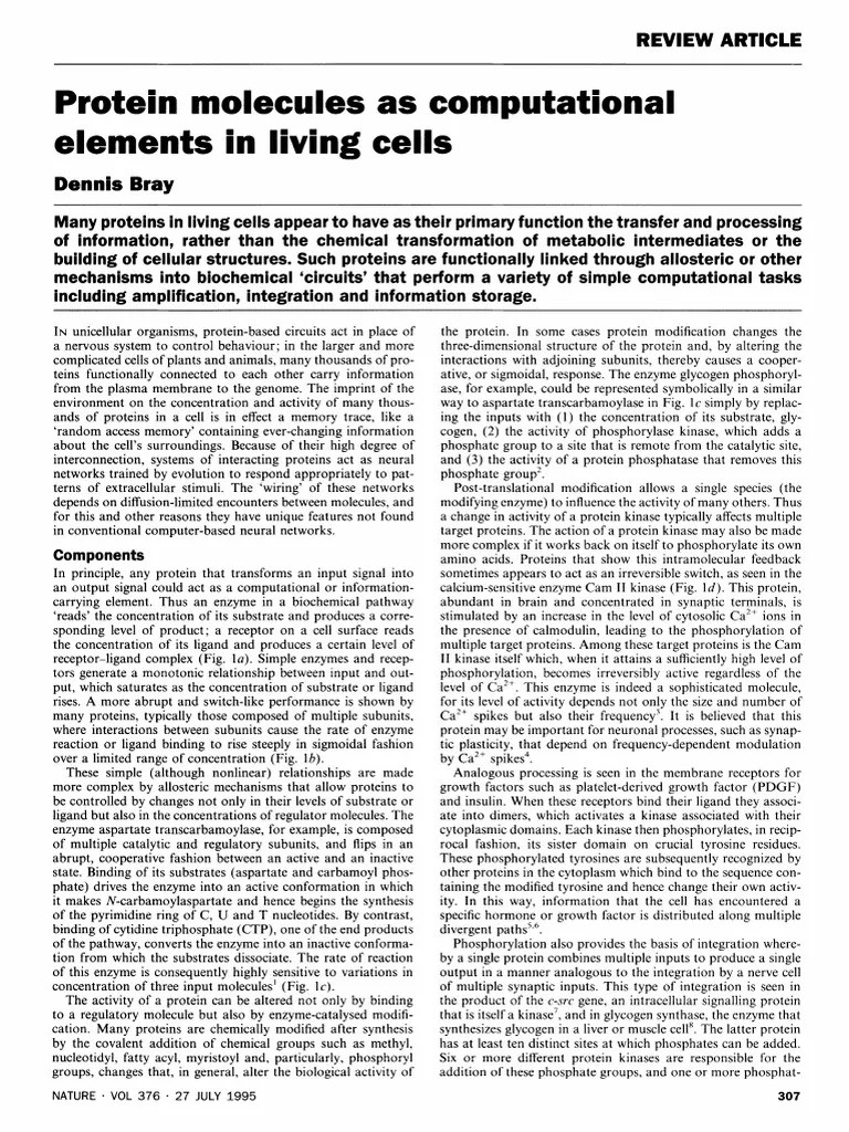 Protein Molecules As Computational Elements in Living Cells PDF