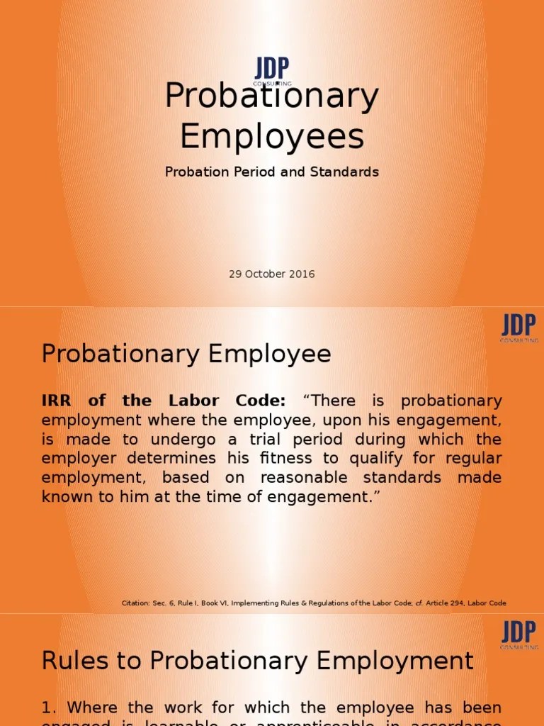 probationary employeesprobation period and standards Employment Trade Union Free 30day