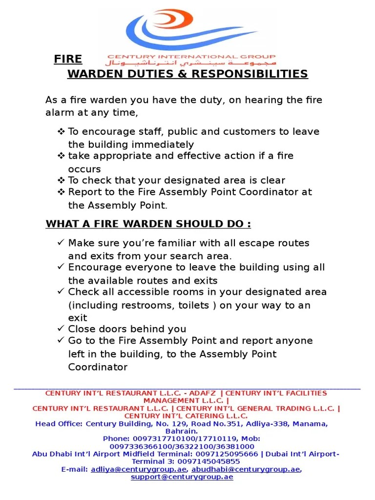 Fire Warden Duties Firefighting Airport