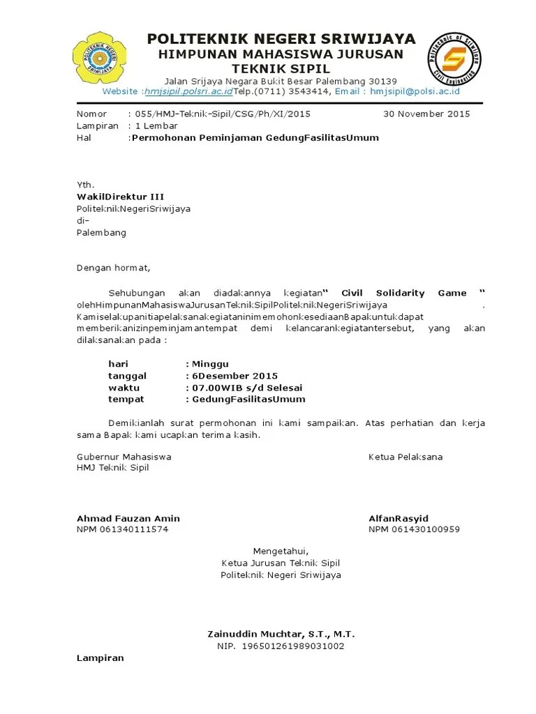 Surat Peminjaman Fasum + Lampiran