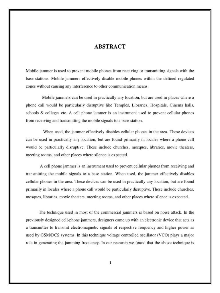 Mobile Jammer Report PDF Amplifier Transmitter