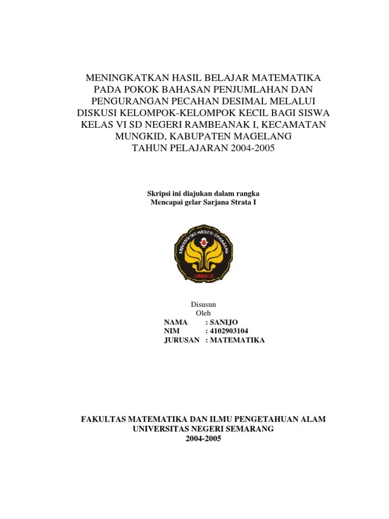Skripsi Matematika Sd Kelas 6 Pejuang Skripsi