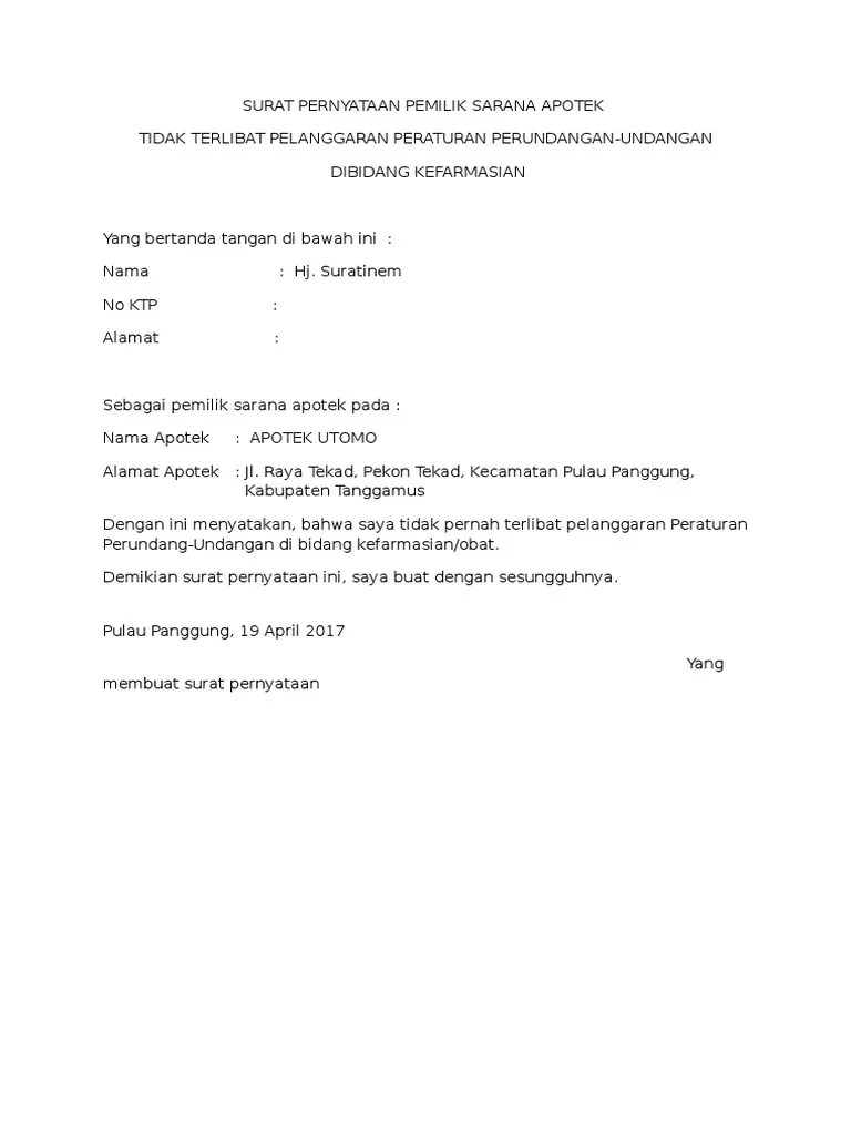 Contoh Surat Pengunduran Diri Sebagai Apoteker Contoh