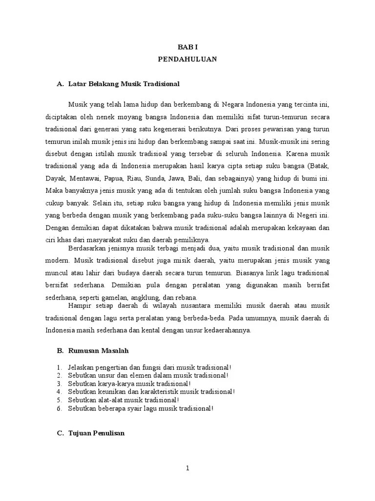 Pengertian Musik Tradisional